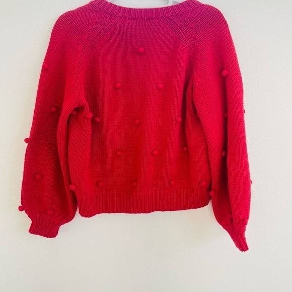 The GREAT. raspberry red Bobble cardigan crewneck sweater M Rare - Picture 9 of 9